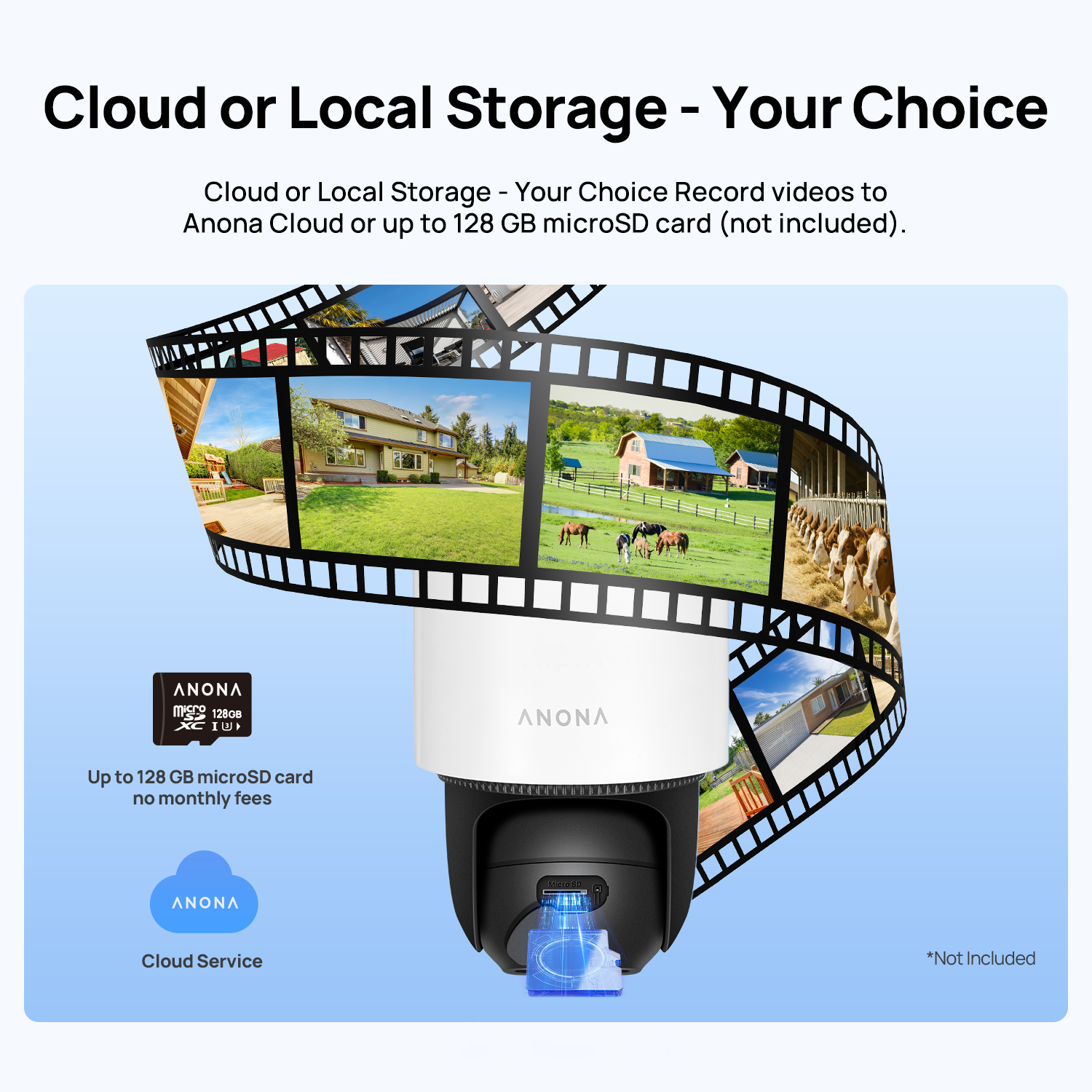 Store footage locally on a microSD card and enjoy reliable video storage without monthly subscription fees.