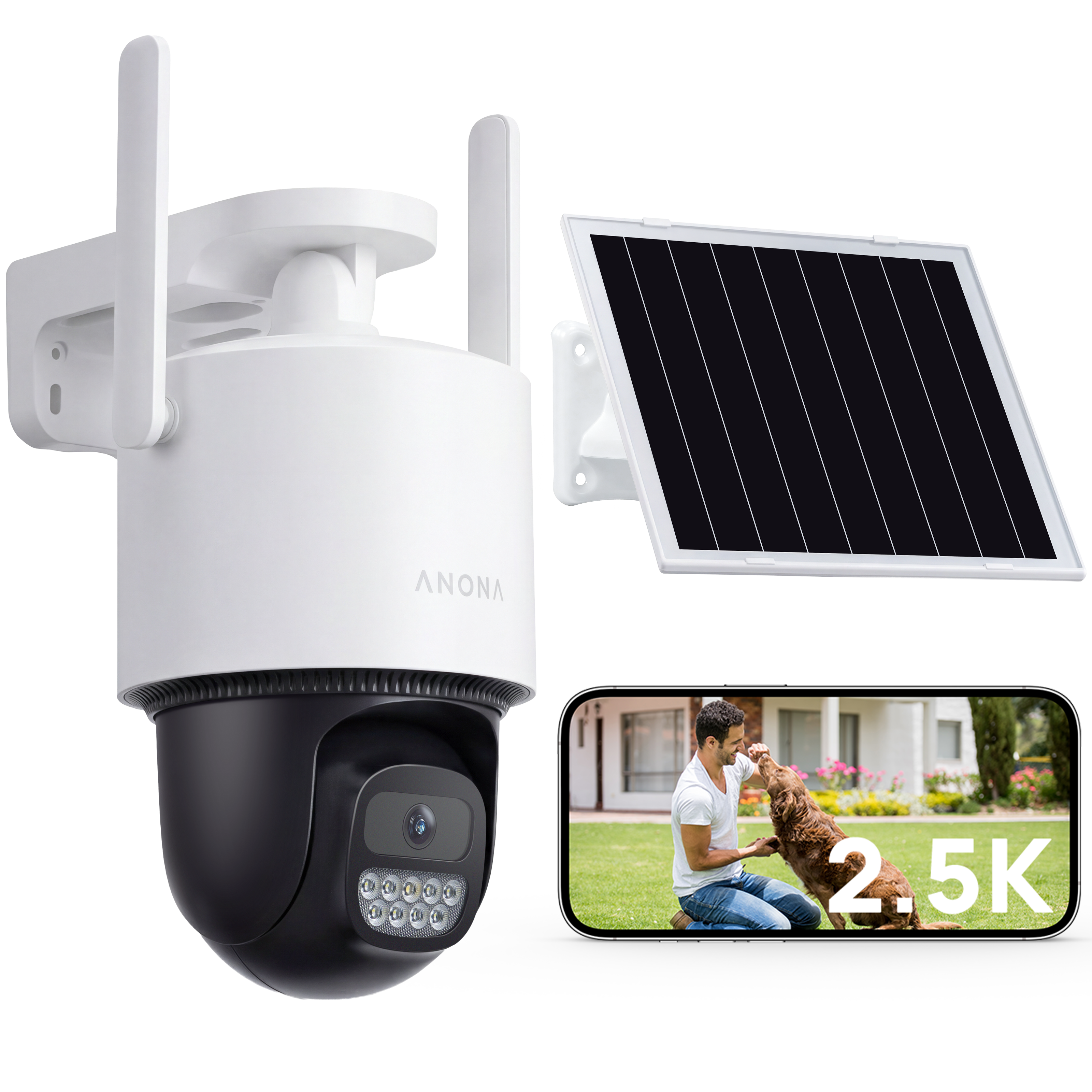 2.5K 4MP Solar PTZ Security Camera with Auto Tracking & Local Storage