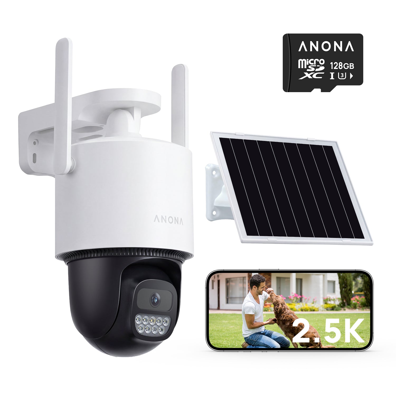 2.5K 4MP Solar PTZ Security Camera with Auto Tracking & Local Storage