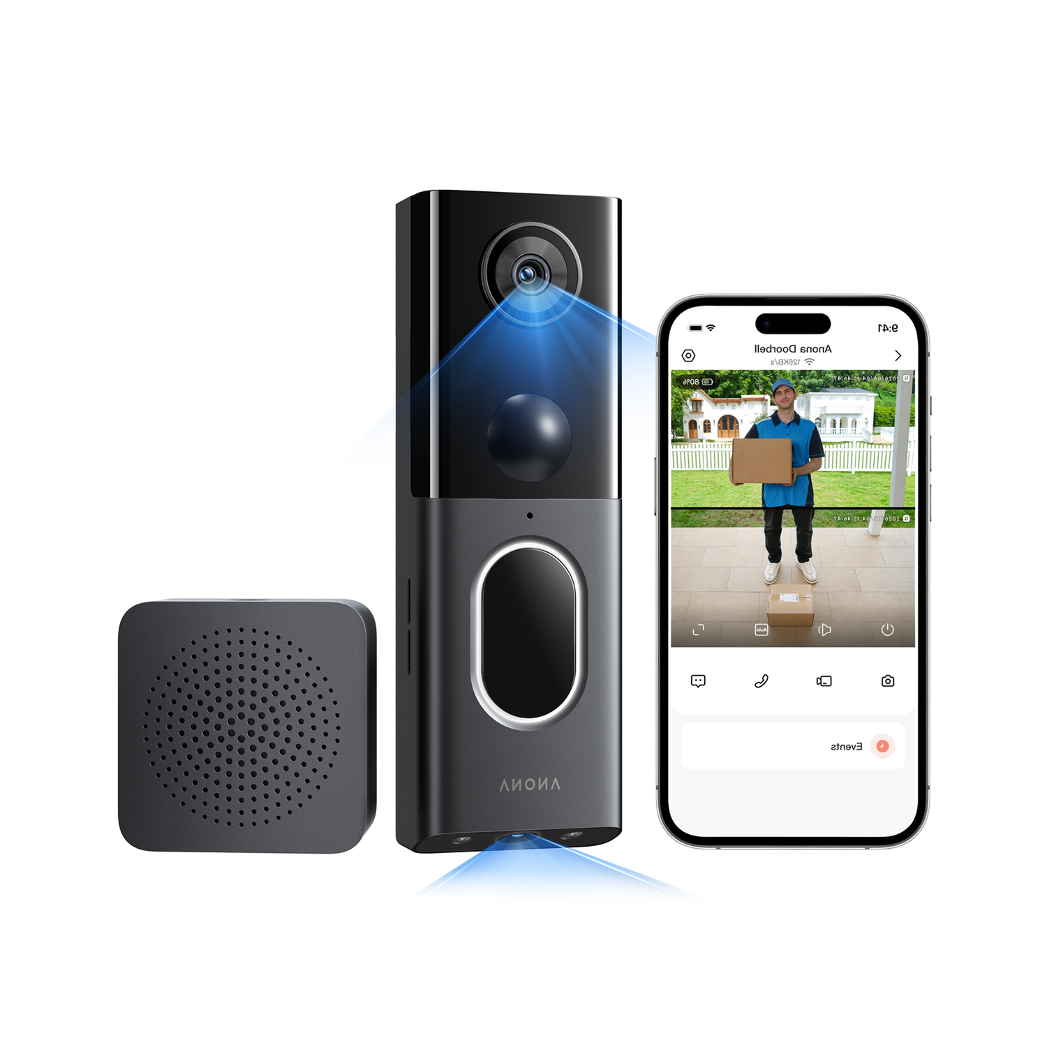 2K+ 5MP Dual Camera Video Doorbell with Chime