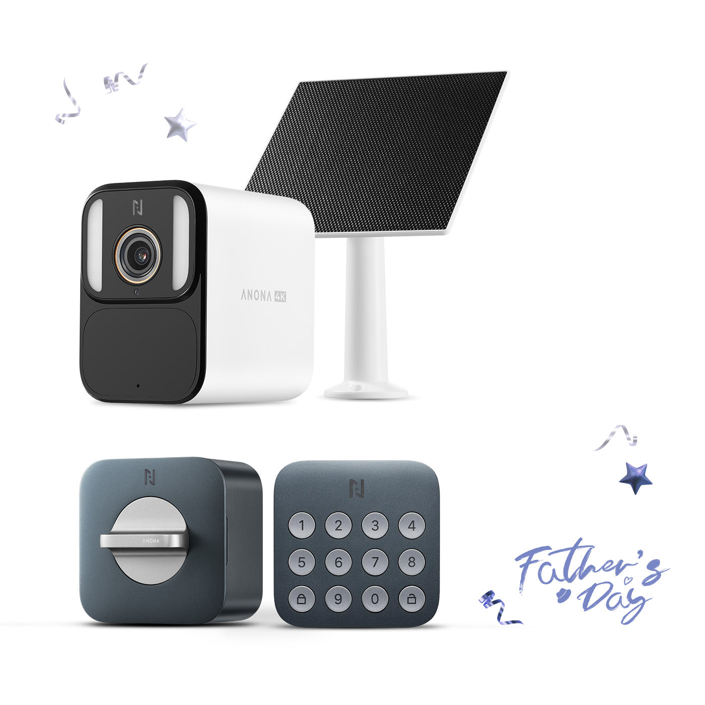 Anona Aurora and Holo Bundle: 4K UHD AI Solar/Battery Powered 24/7 AOV Recording Security Camera and Smart Wi-Fi Lock