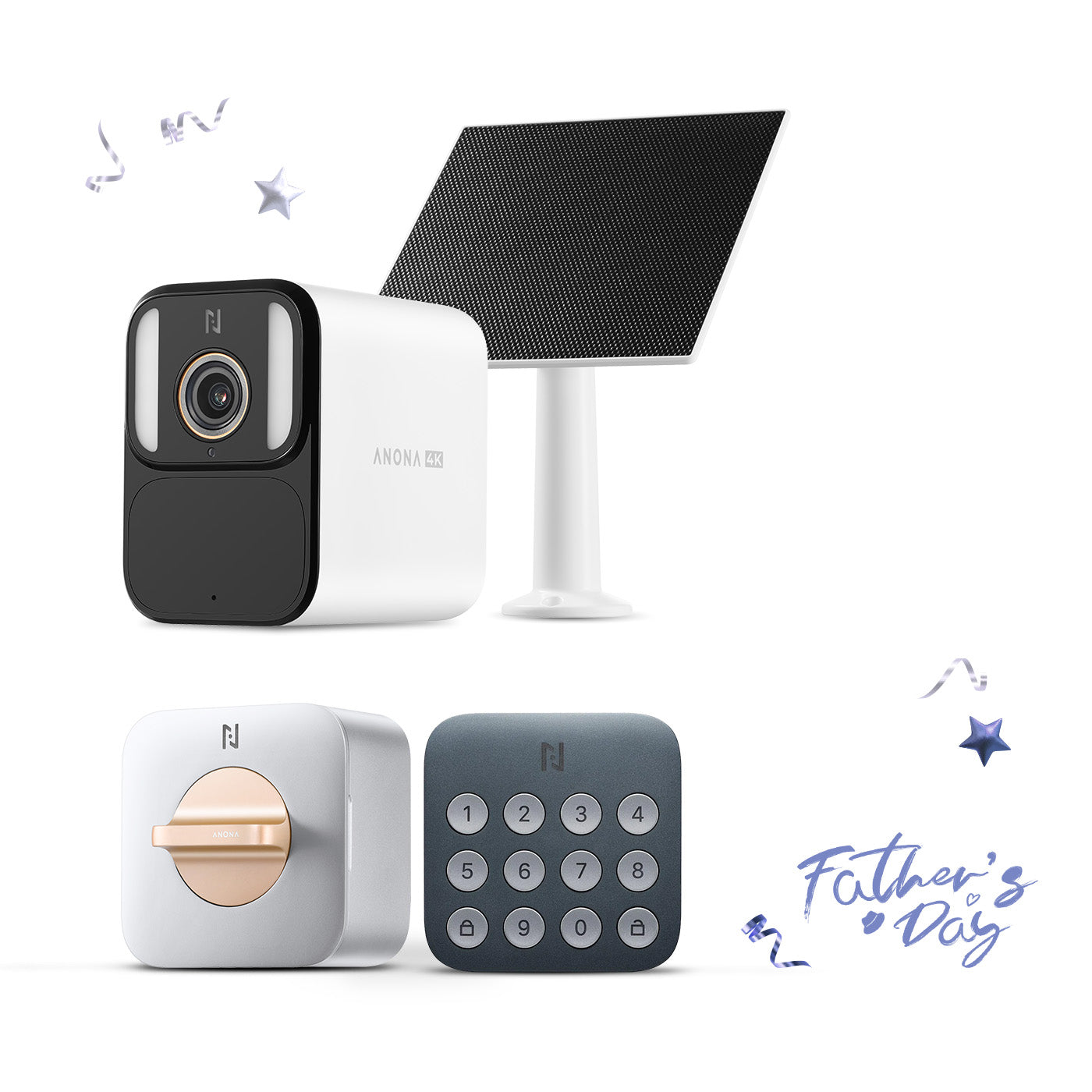 Anona Aurora and Holo Bundle: 4K UHD AI Solar/Battery Powered 24/7 AOV Recording Security Camera and Smart Wi-Fi Lock