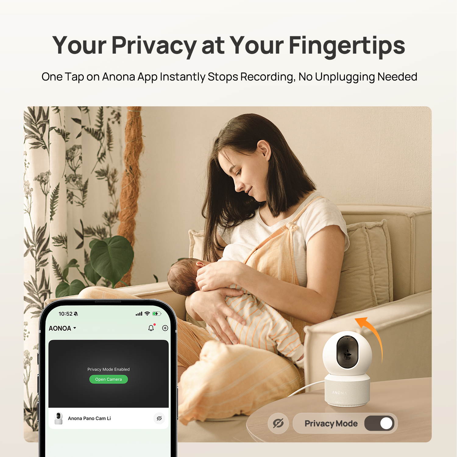 Anona Pano - 4K UHD 360° Pan Tilt Dual-Band Wi-Fi 6 Indoor AI Security Camera