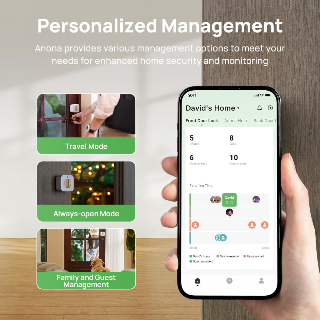 Anona Aurora and Holo Bundle: 4K UHD AI Solar/Battery Powered 24/7 AOV Recording Security Camera and Smart Wi-Fi Lock
