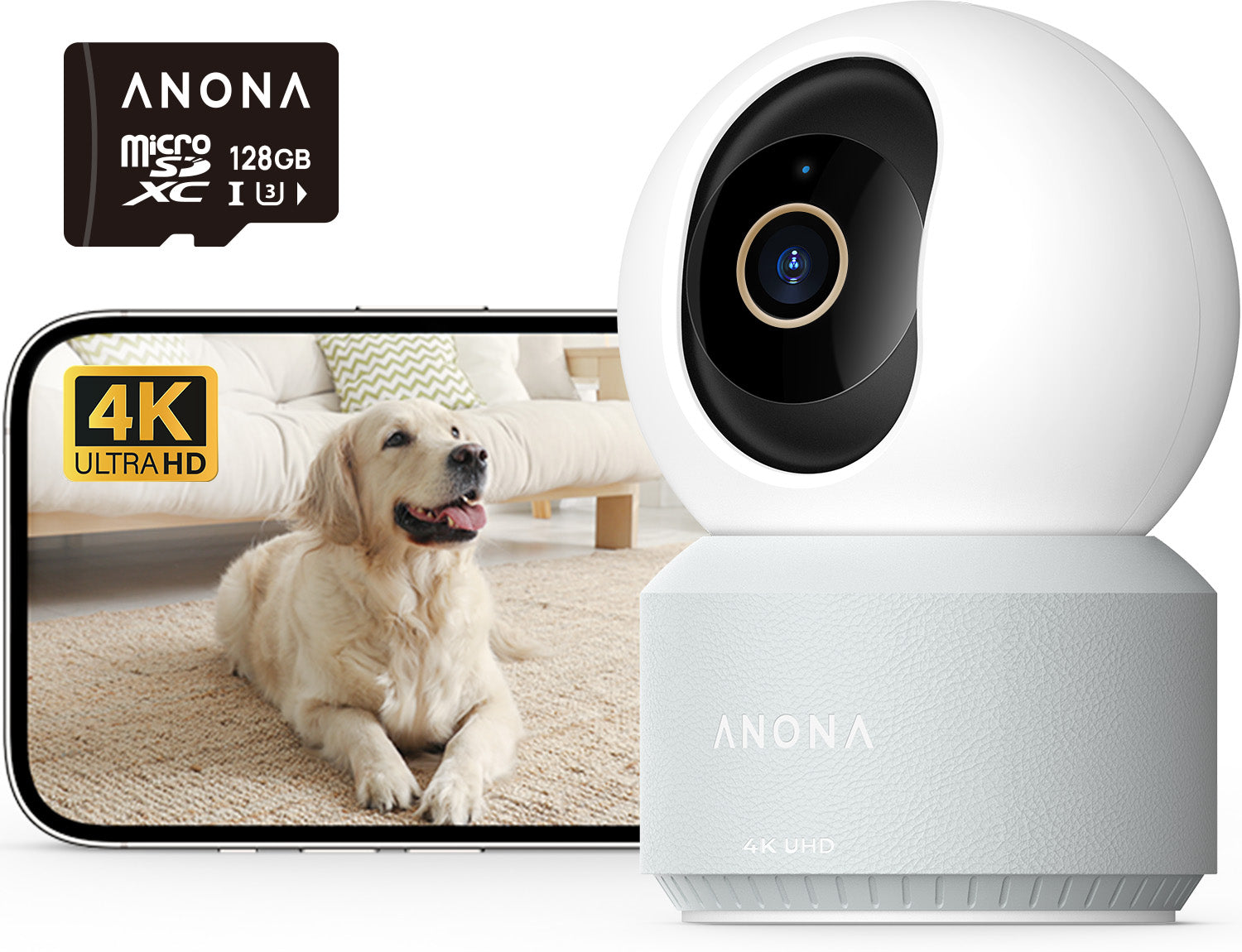 Anona Pano - 4K UHD 360° Pan Tilt Dual-Band Wi-Fi 6 Indoor AI Security Camera