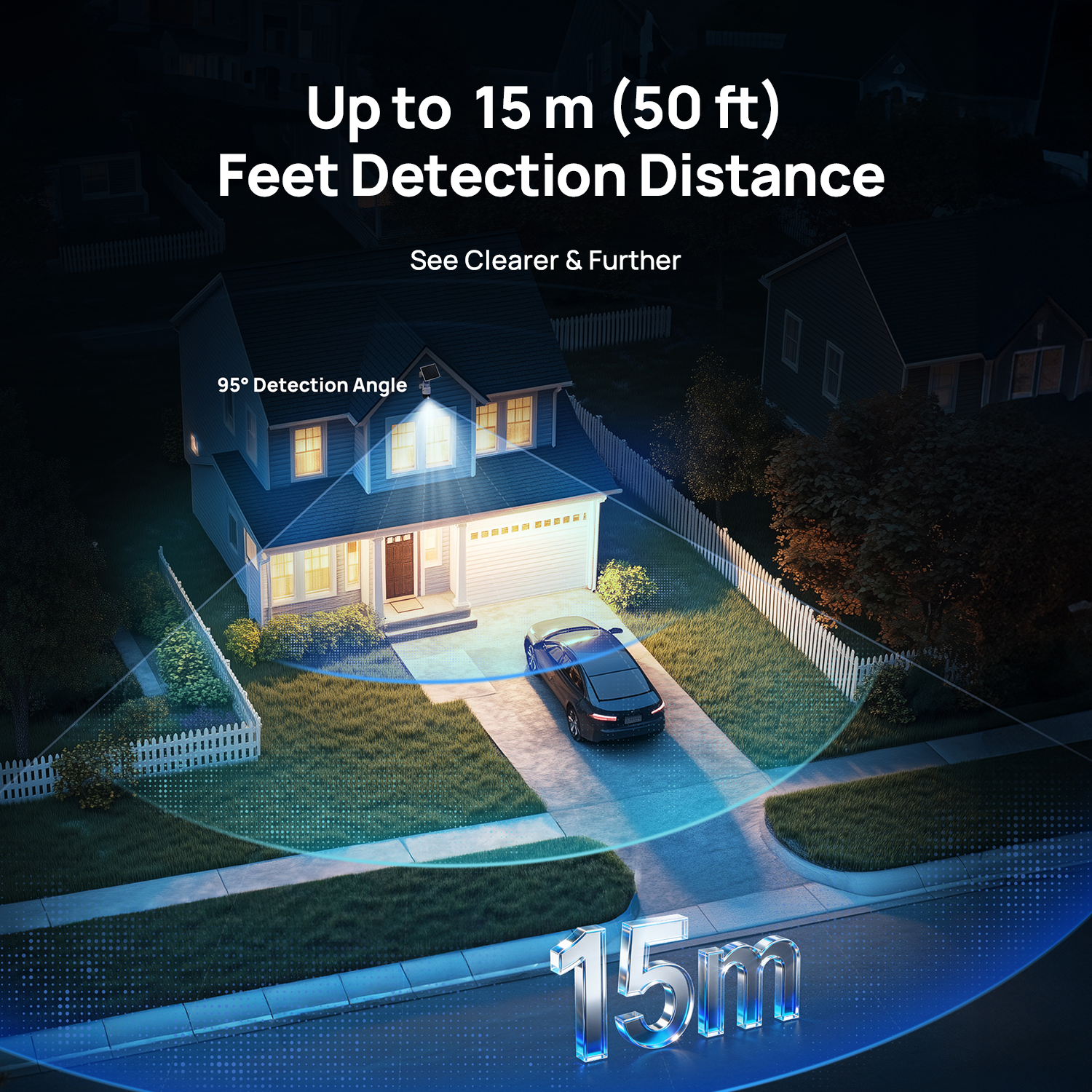 With motion detection up to 50 ft away and 95 degree detection angle, Anona Orbis helps monitor driveways, front yards, and other outdoor areas more effectively.