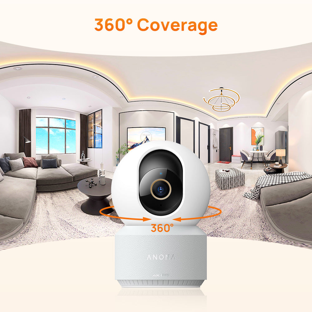 Anona Pano - 4K UHD 360° Pan Tilt Dual-Band Wi-Fi 6 Indoor AI Security Camera